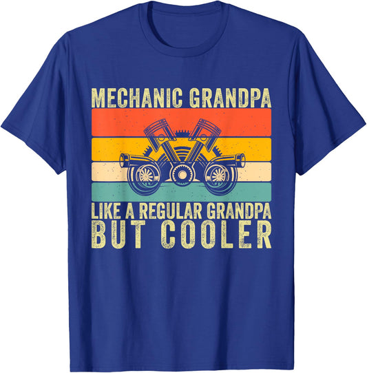Mechanic Grandpa Design Father Day T-Shirt - T-Shirt | Royal