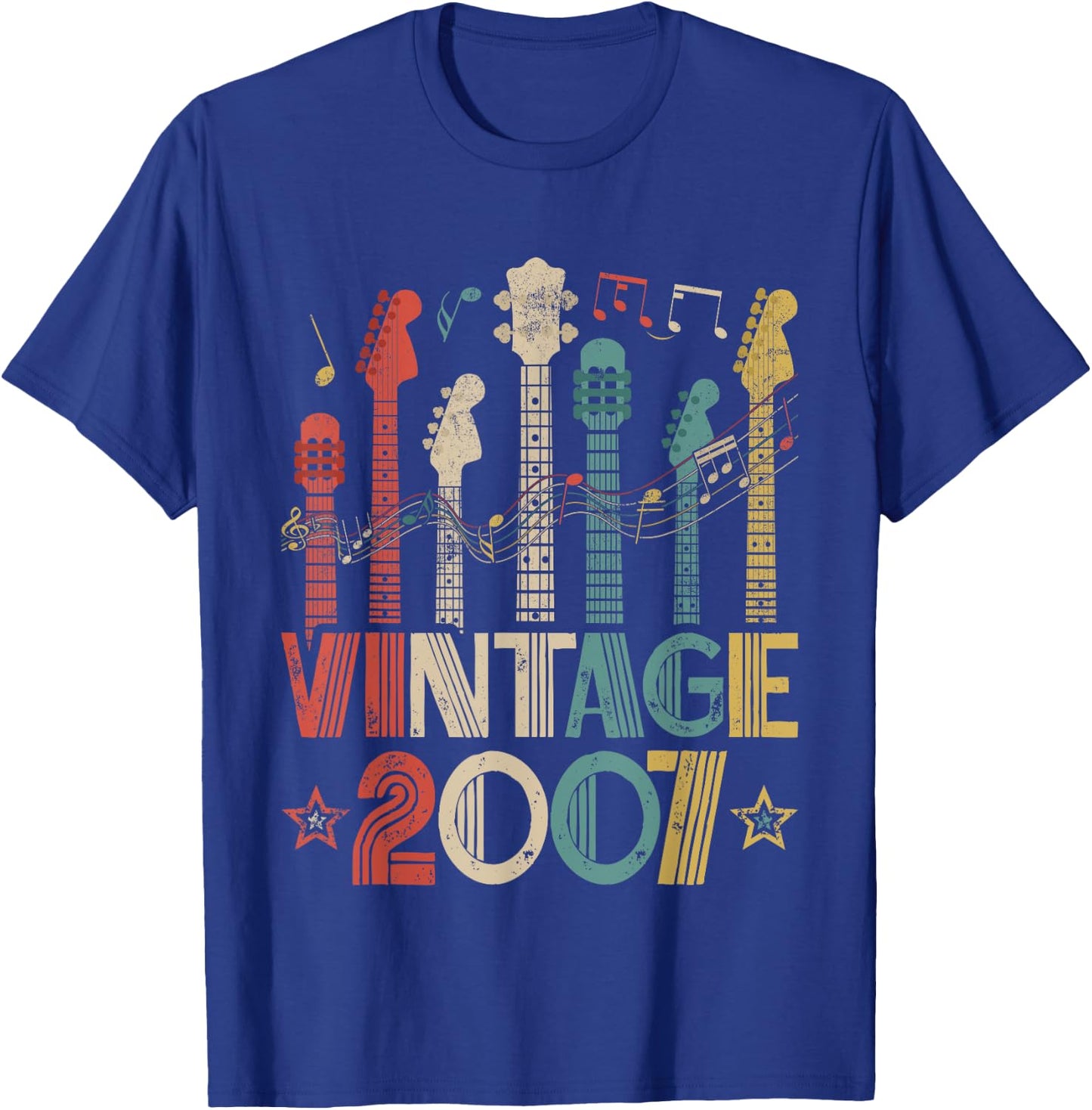 Retro Vintage 2007 Guitar Lover 2007 Birthday Guitarist T-Shirt - T-Shirt | Royal