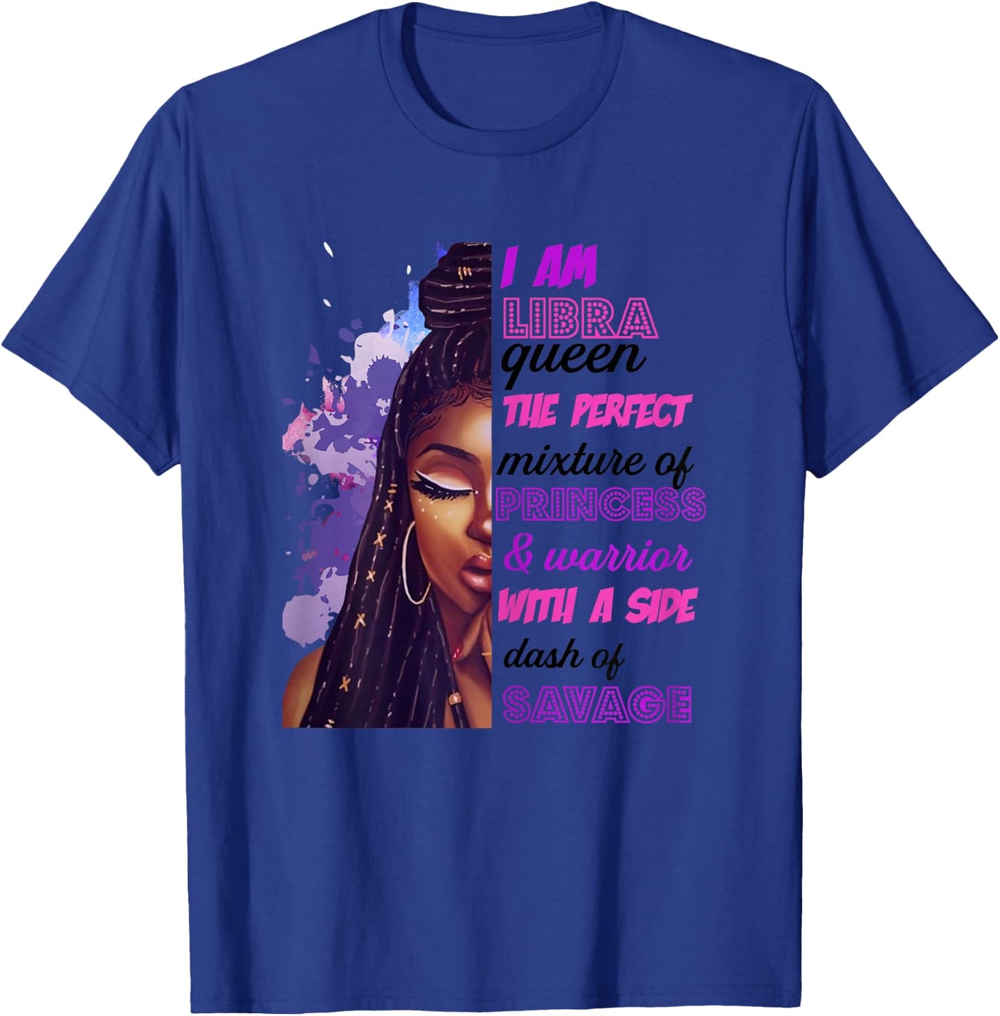 Libra Princess and Warrior Black Birthday Zodiac Cute T-Shirt - T-Shirt | Royal