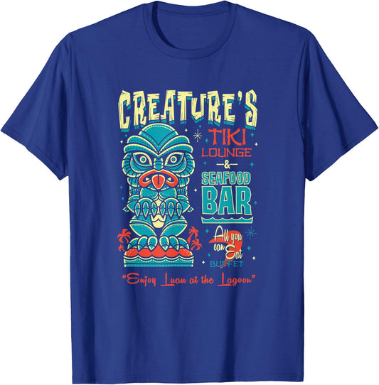 Creature Tiki Lounge Lagoon - Retro Hawaii Surf Vacation T-Shirt - T-Shirt | Royal