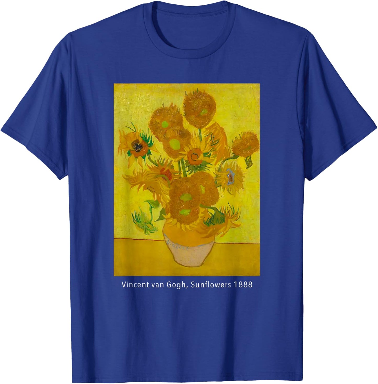 Sunflowers Vincent Van Gogh Famous Vintage Famous Painting T-Shirt - T-Shirt | Royal