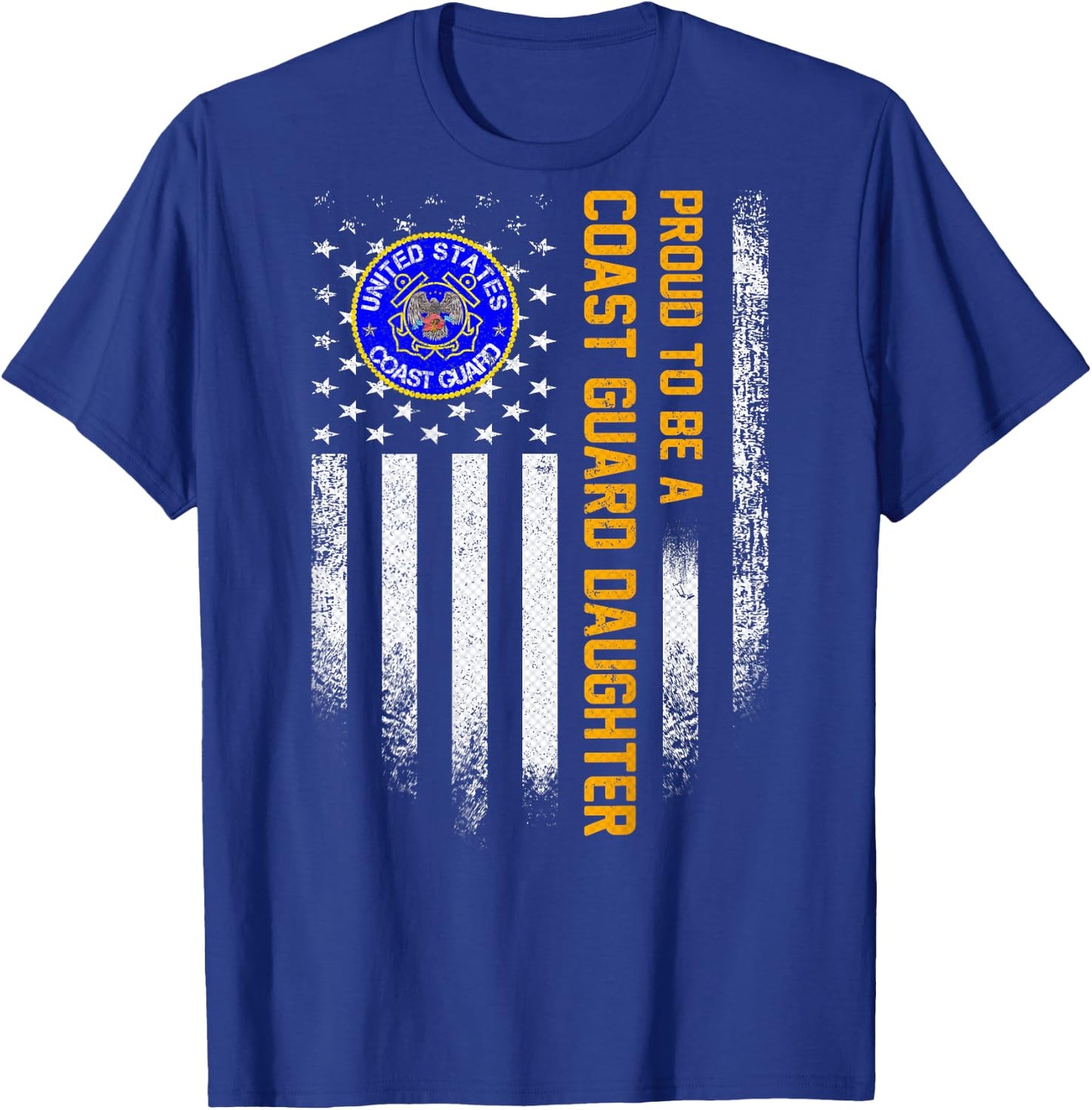 Vintage USA Flag Proud To Be A Coast Guard Veteran Daughter T-Shirt - T-Shirt | Royal