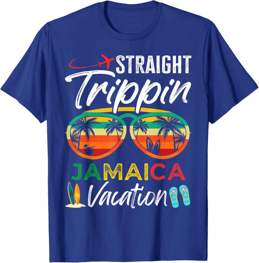 Straight Trippin Jamaica Couples Family Vacation Group Trip T-Shirt - T-Shirt | Royal