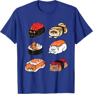 Sushi Persian Cat Funny T- shirt by Huebucket T-Shirt - T-Shirt | Royal