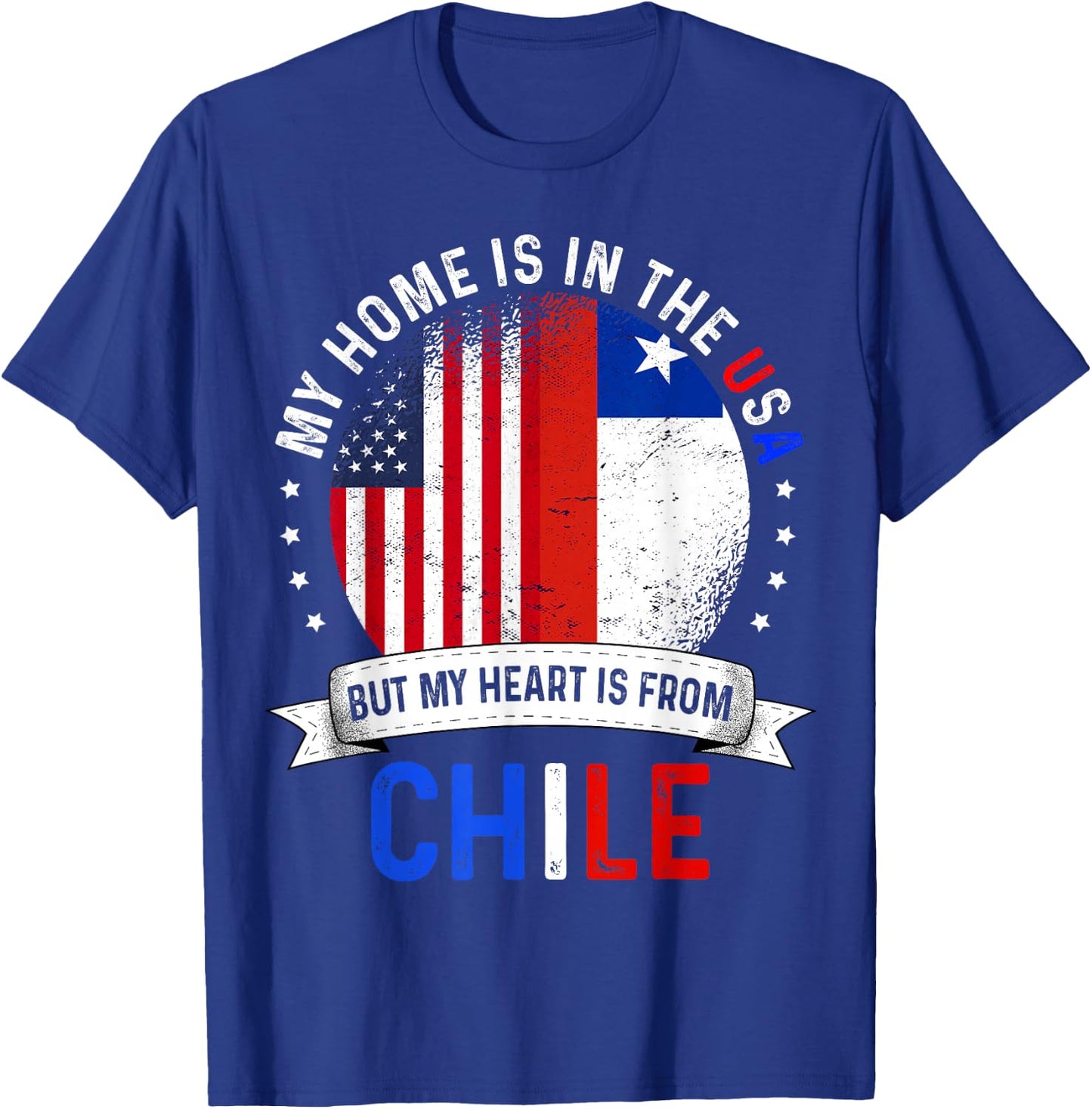 Chilean American Patriot Heart is from Chile Flag T-Shirt - T-Shirt | Royal