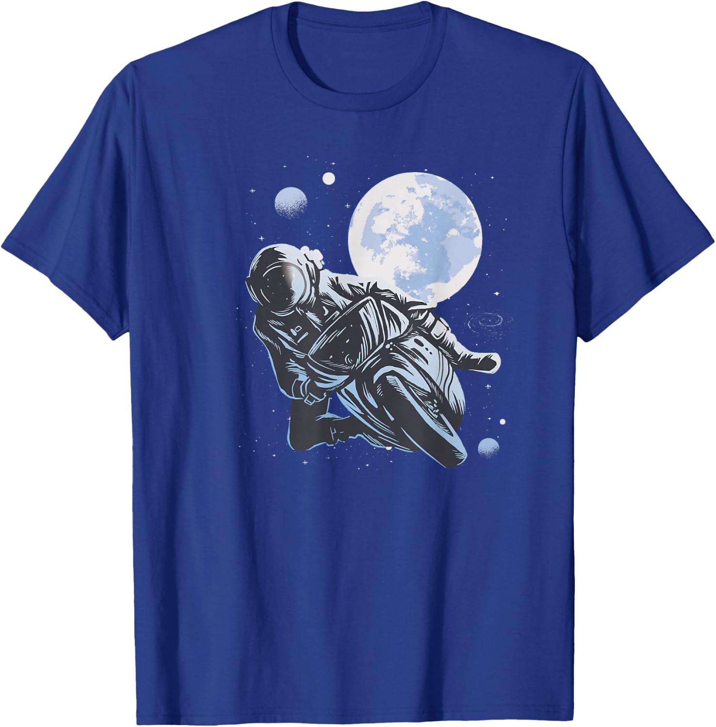 Space Motorcycle Journey Cosmic Night Sky T-Shirt - T-Shirt | Royal