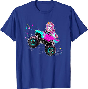 Unicorn Drive a Monster Truck -Unicorn Birthday Daughter T-Shirt - T-Shirt | Royal