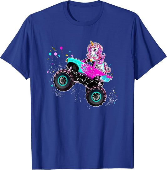 Unicorn Drive a Monster Truck -Unicorn Birthday Daughter T-Shirt - T-Shirt | Royal