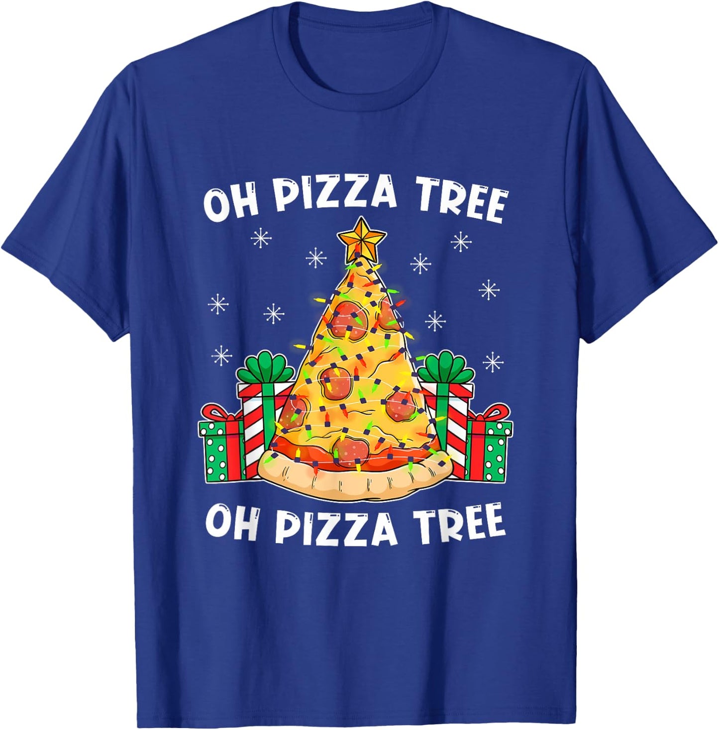 Oh Pizza Tree Xmas Food Present Christmas Pizza Tree T-Shirt - T-Shirt | Royal