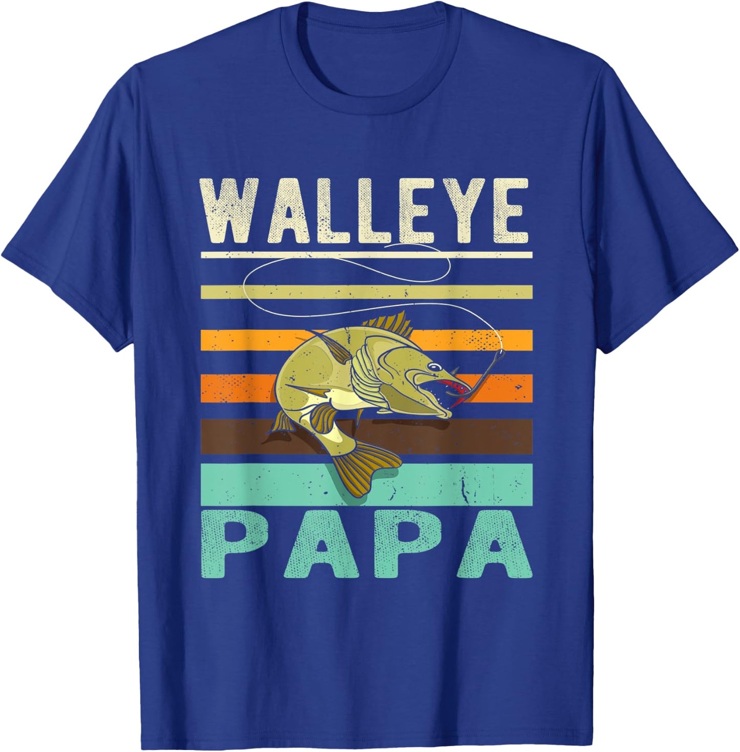 Walleye Papa - Fisherman - Fish - Angler - Funny Fishing T-Shirt - T-Shirt | Royal