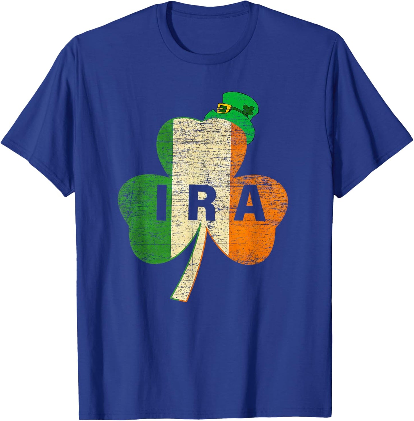 St Patricks Day IRA Vintage Ireland Flag Irish Luck Shamrock T-Shirt - T-Shirt | Royal
