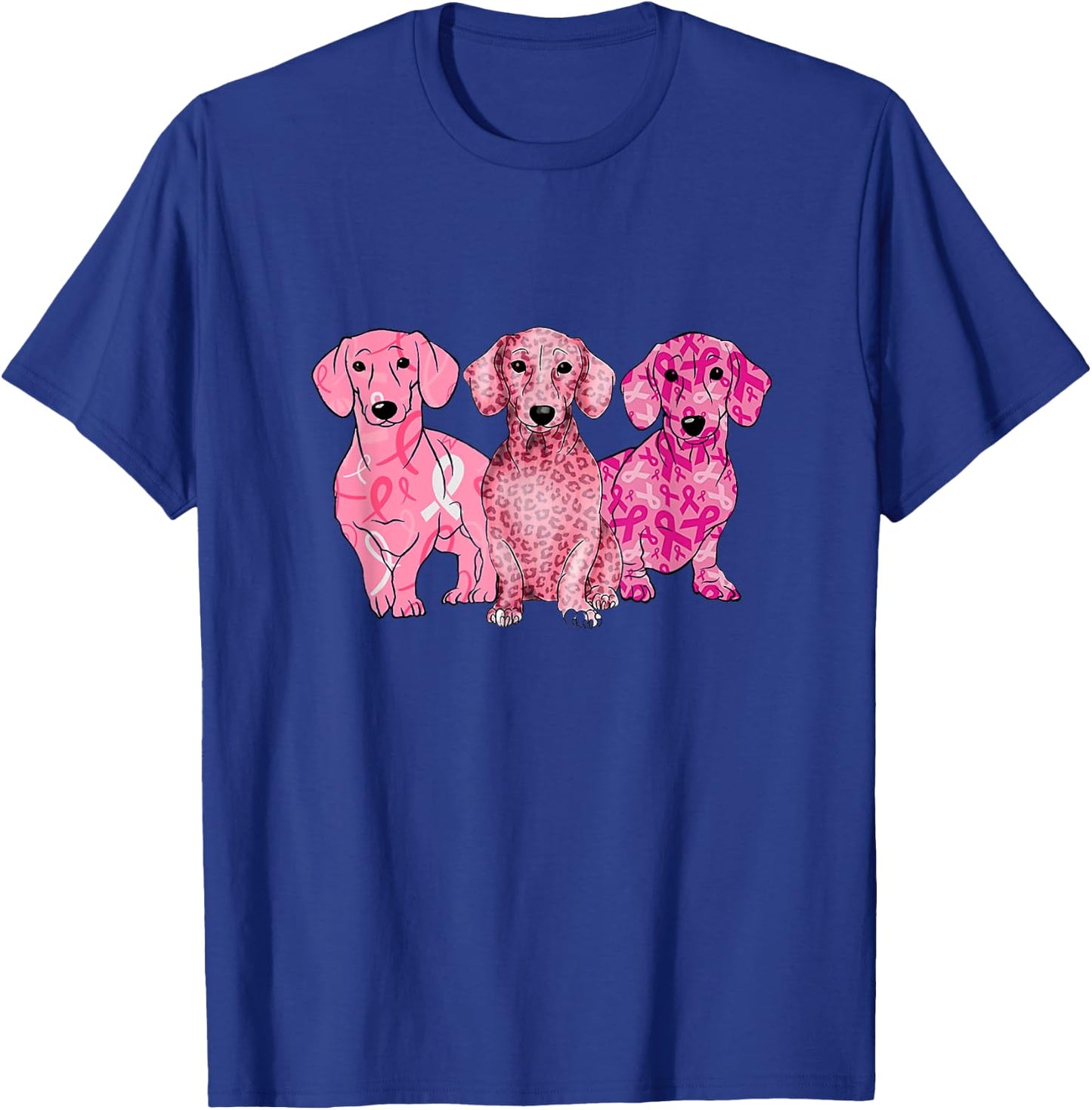 Breast Cancer Dachshunds Pink Dachshunds Ribbon Doxie's T-Shirt - T-Shirt | Royal