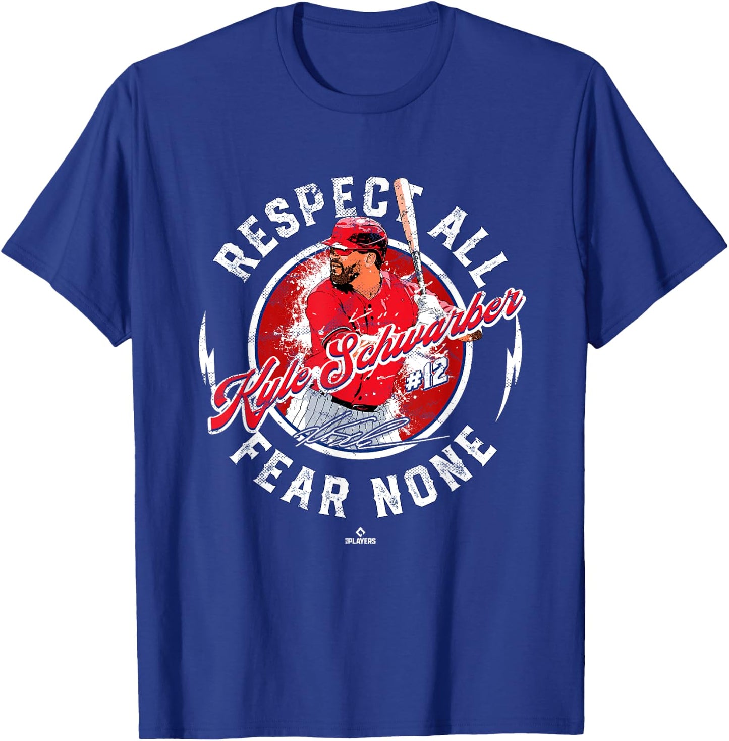 Respect All Fear None Kyle Schwarber Philadelphia MLBPA T-Shirt - T-Shirt | Royal