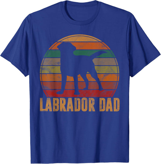 Retro Labrador Dad Gift Dog Daddy Golden Black Lab Father T-Shirt - T-Shirt | Royal