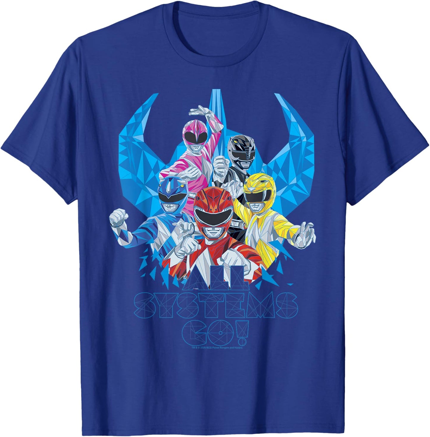 Power Rangers Megazord Retro Helmet Polygon Style T-Shirt - T-Shirt | Royal