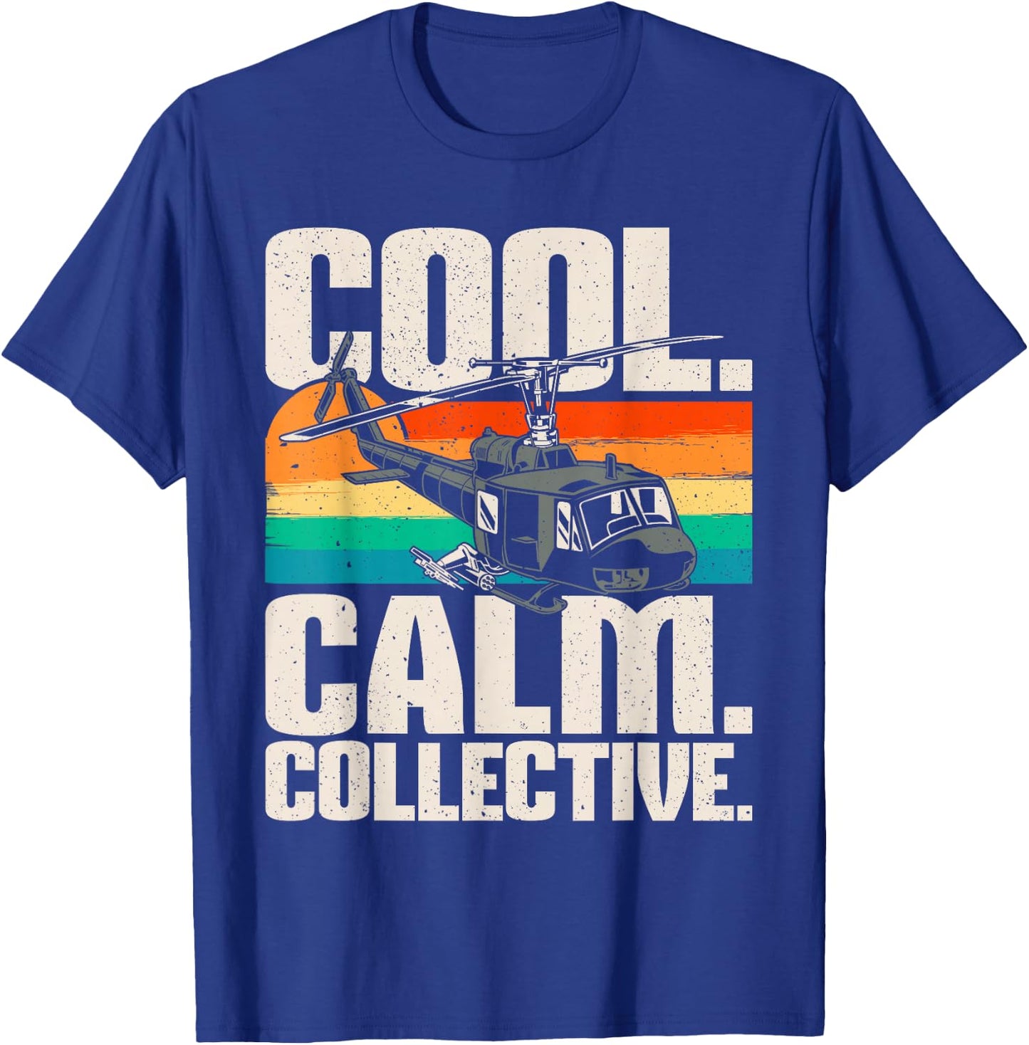 Calm Collective - Retro Helicopter Vintage Pilot Aviation T-Shirt - T-Shirt | Royal