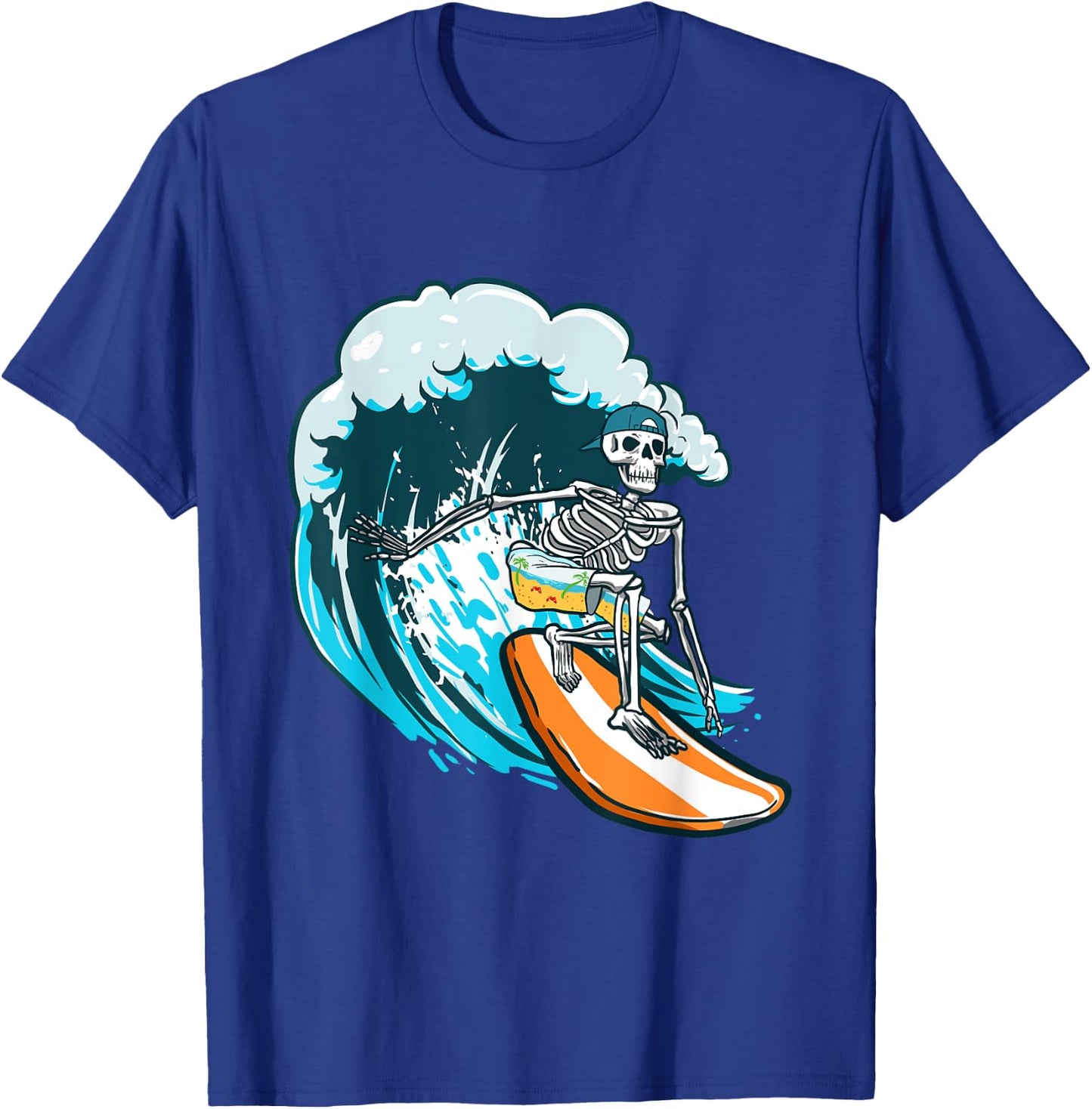 Funny Skull Skeleton Surf Surfing T-Shirt - T-Shirt | Royal
