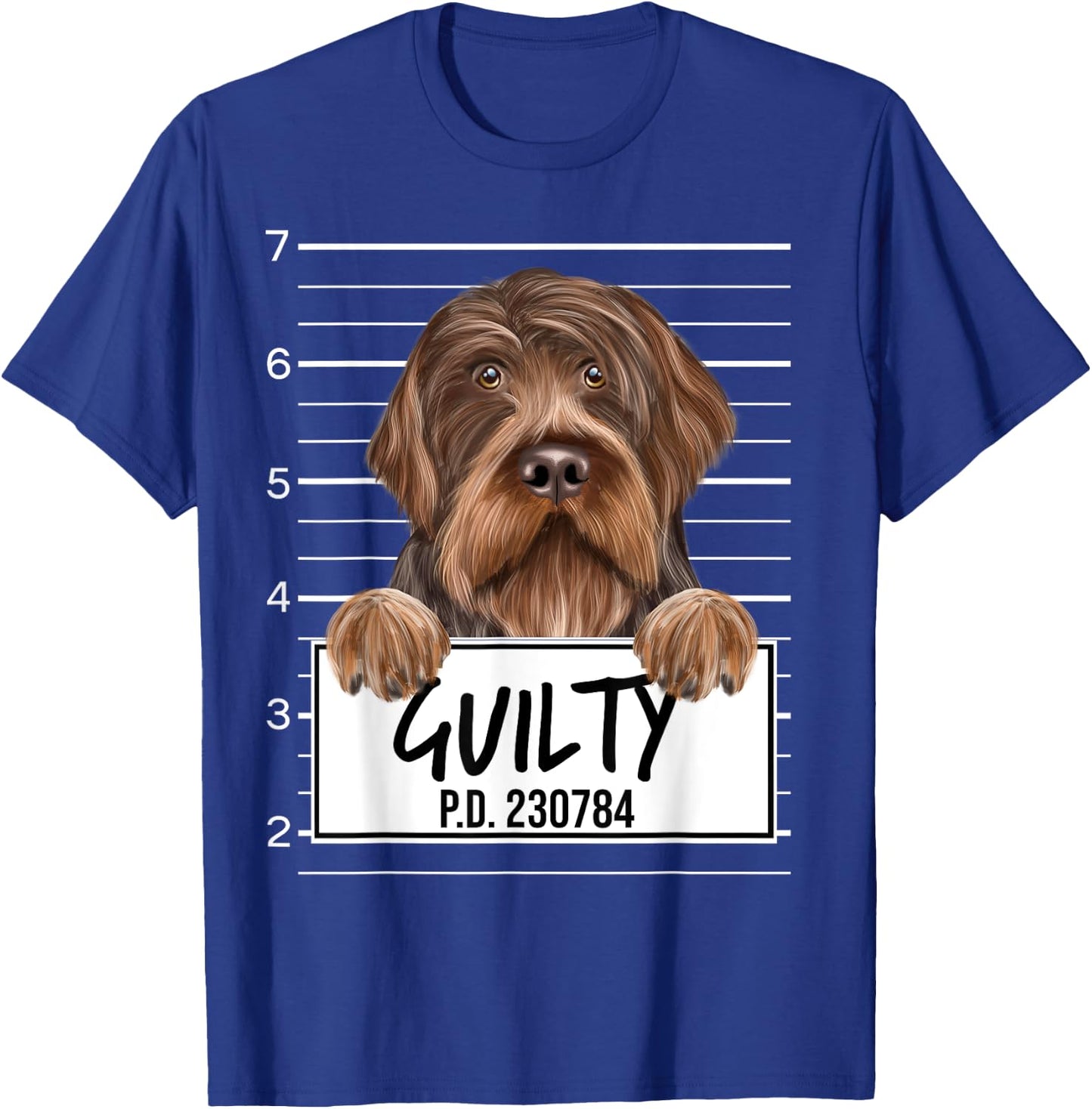 Funny Wirehaired Pointing Griffon Mugshot Guilty Dog T-Shirt - T-Shirt | Royal