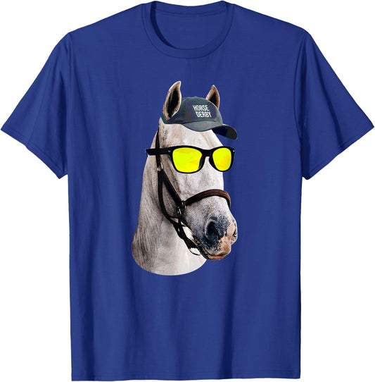 Funny Horse Racing Vintage Horse Portrait KY Derby Horse T-Shirt - T-Shirt | Royal