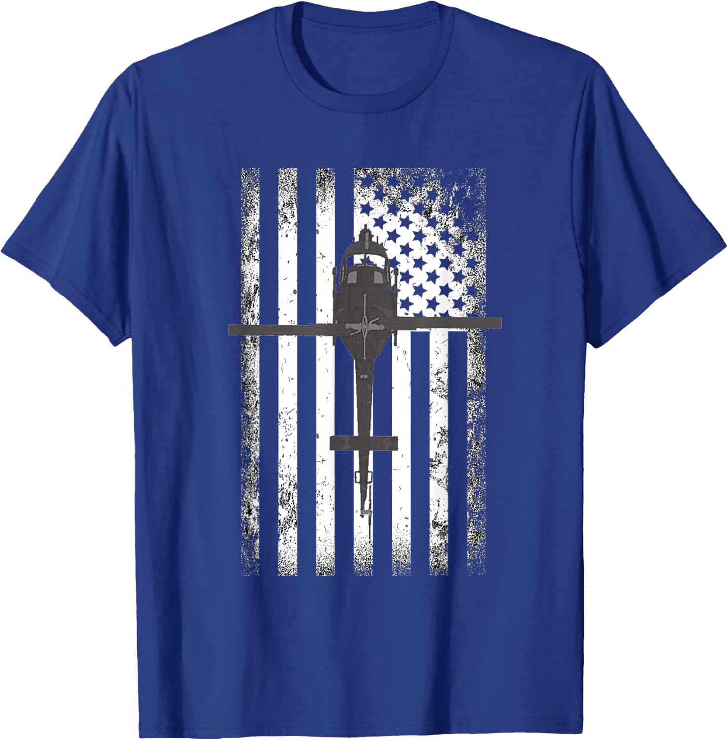 UH-1 Huey Military Helicopter American Flag T-Shirt - T-Shirt | Royal