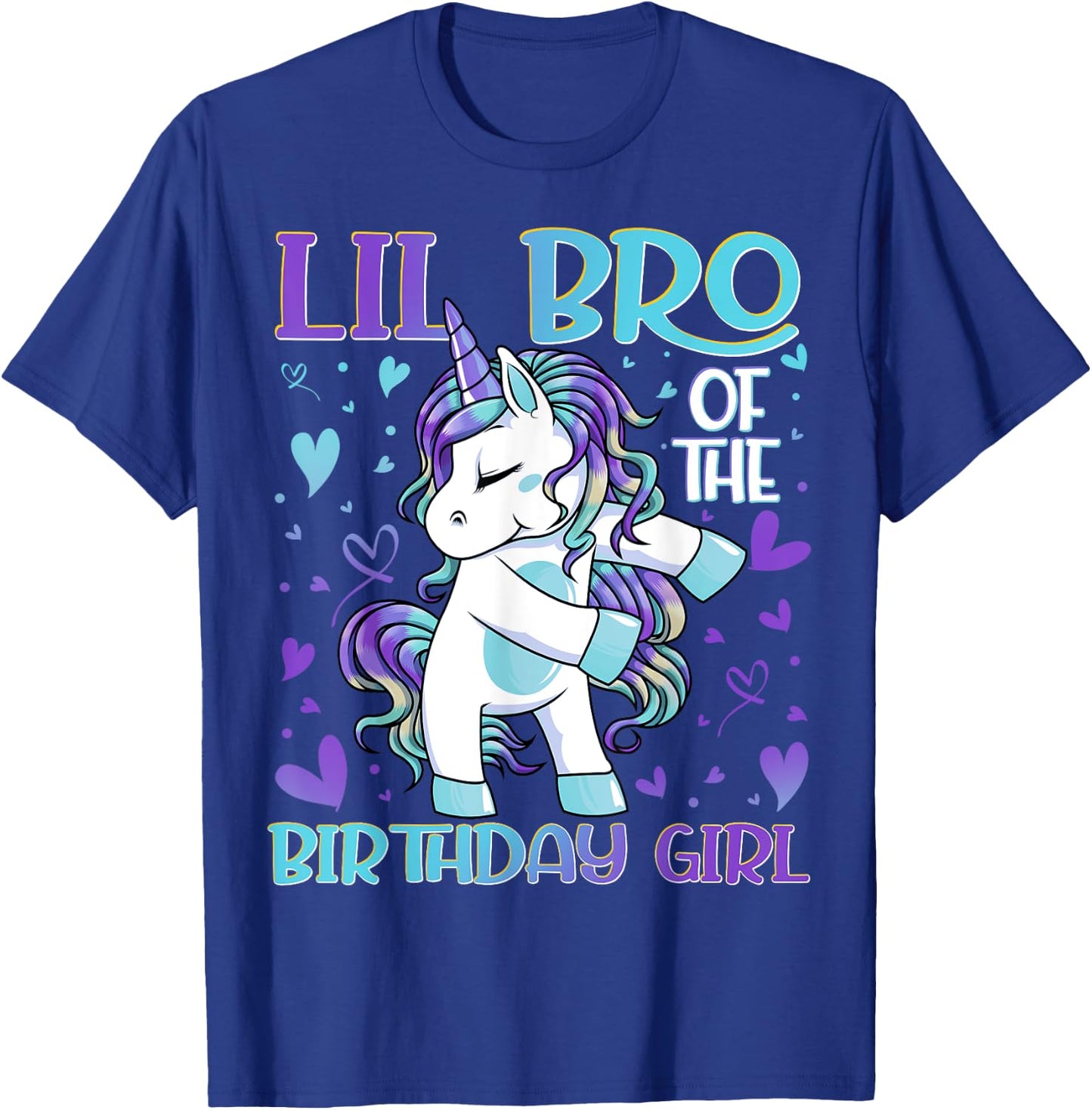 Lil Bro of the Birthday Girl Flossing Unicorn Little Brother T-Shirt - T-Shirt | Royal