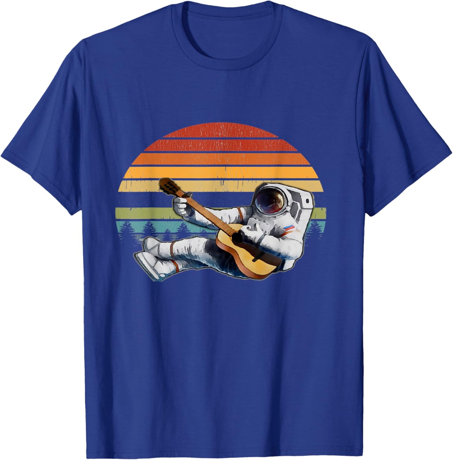 Astronaut Guitar Spaceman Retro Sunset Space & Music lover T-Shirt - T-Shirt | Royal