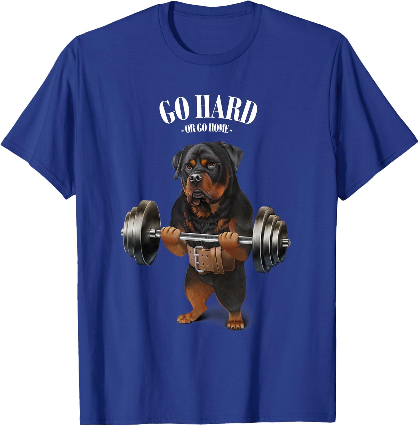 Rottweiler Dog Weightlifting in Fitness Gym T-Shirt - T-Shirt | Royal
