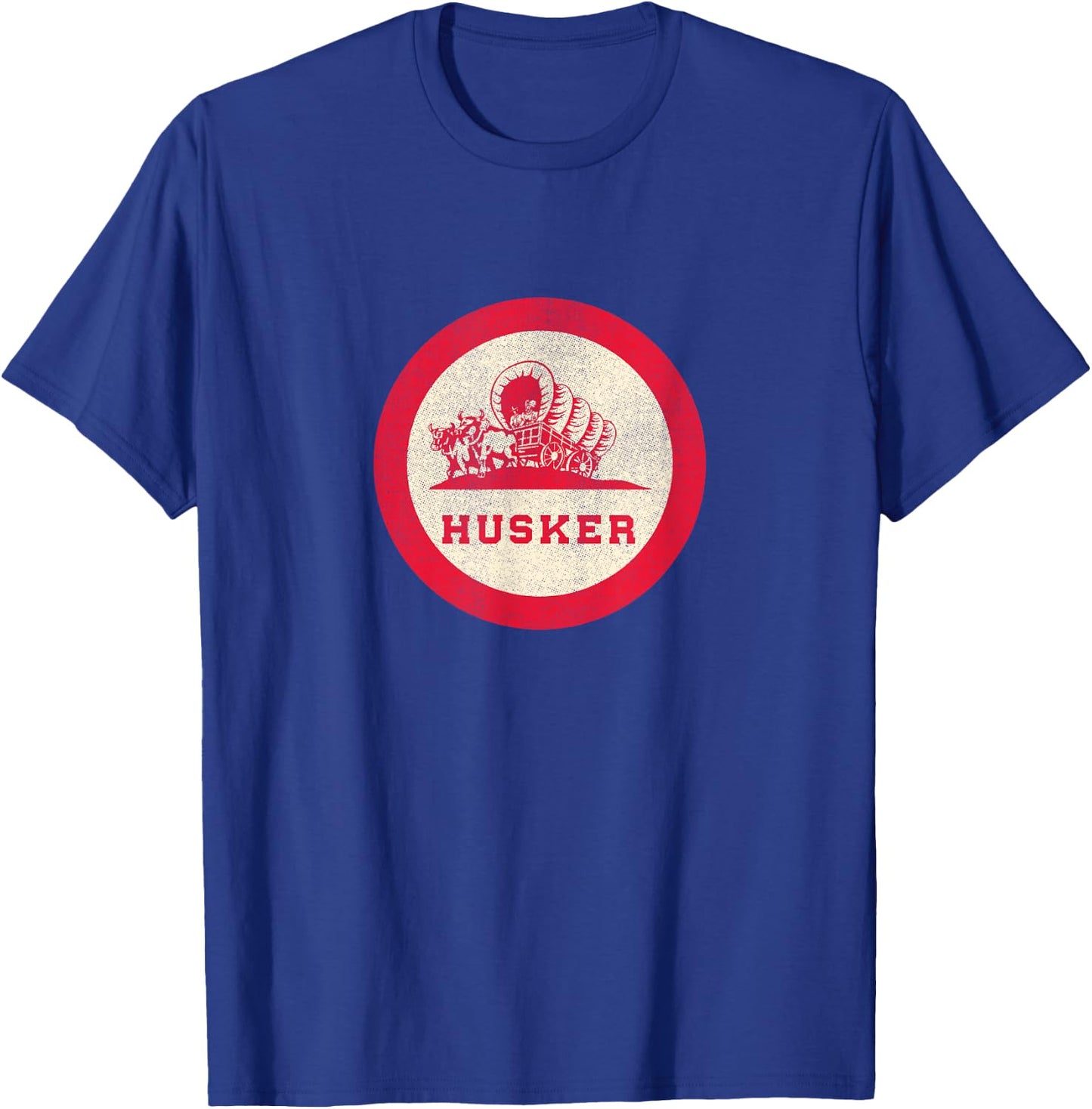 Nebraska State Nickname Husker Roundel [Distressed] T-Shirt - T-Shirt | Royal