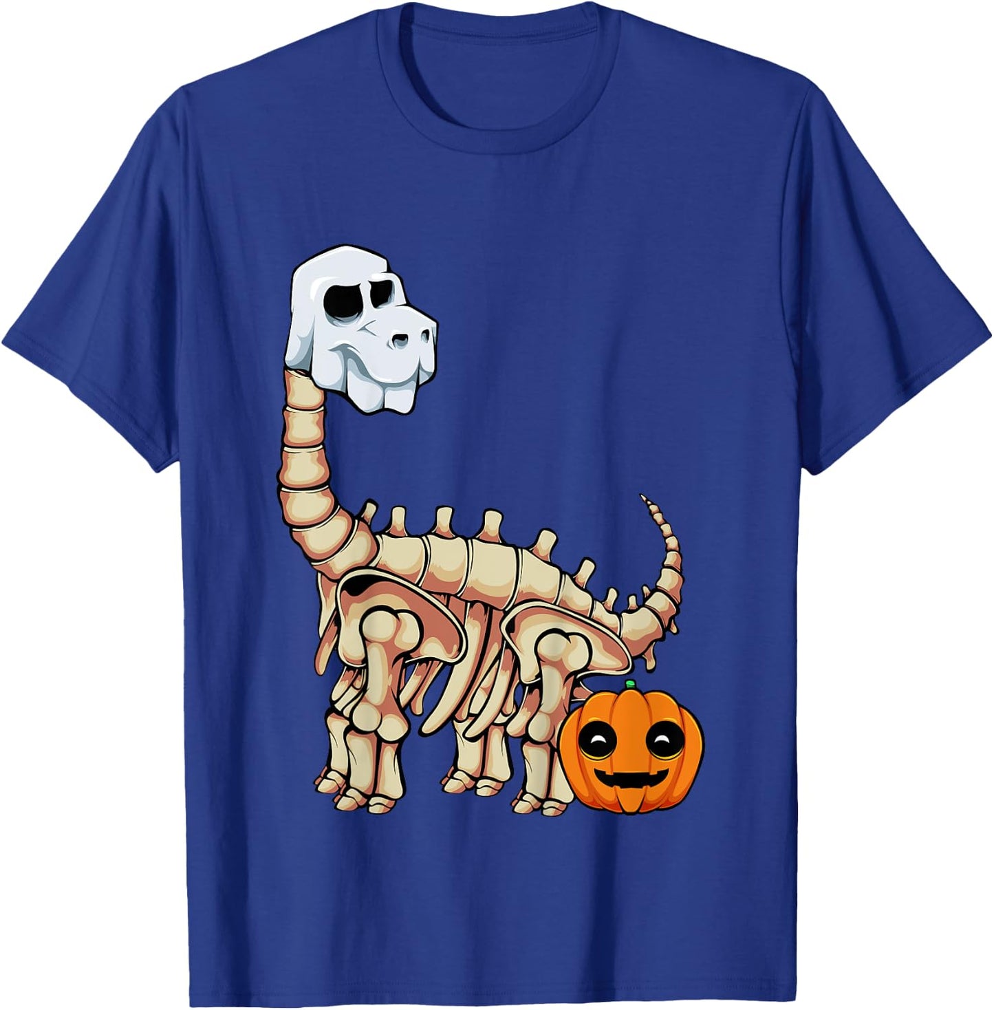 Kids Dinosaur Skeleton Ghost Lazy Halloween Costume Brontosaurus T-Shirt - T-Shirt | Royal