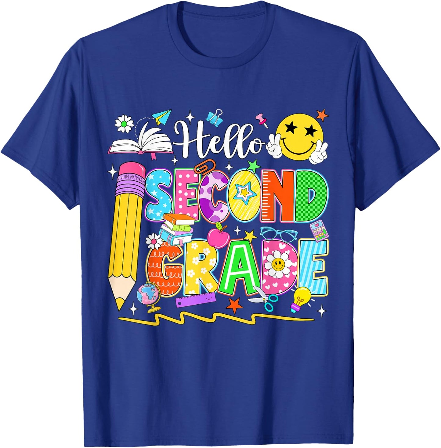 Hello Second Grade Team 2nd Grade Back to School Teacher Kid T-Shirt - T-Shirt | Royal