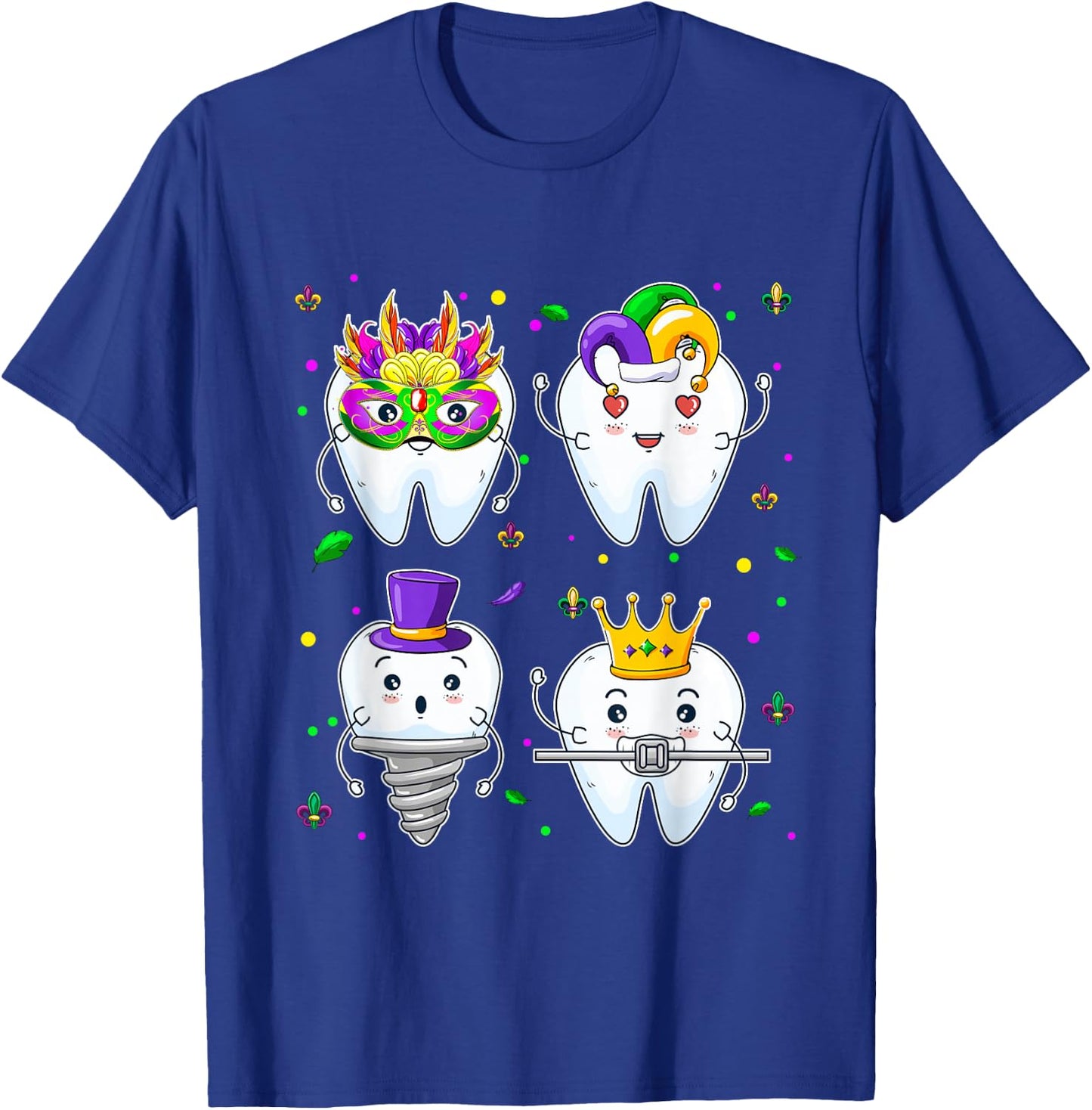 Mardi Gras Dental Squad Group Matching Mardi Gras Day T-Shirt - T-Shirt | Royal