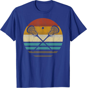 Lacrosse Retro Vintage Lacrosse Racket Silhouette Gift T-Shirt - T-Shirt | Royal