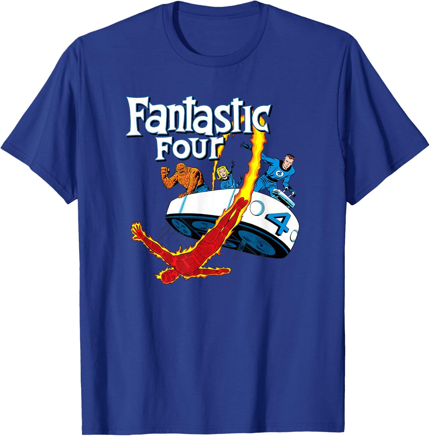 Marvel Comics Fantastic Four Fantasticar Retro Small T-Shirt - T-Shirt | Royal