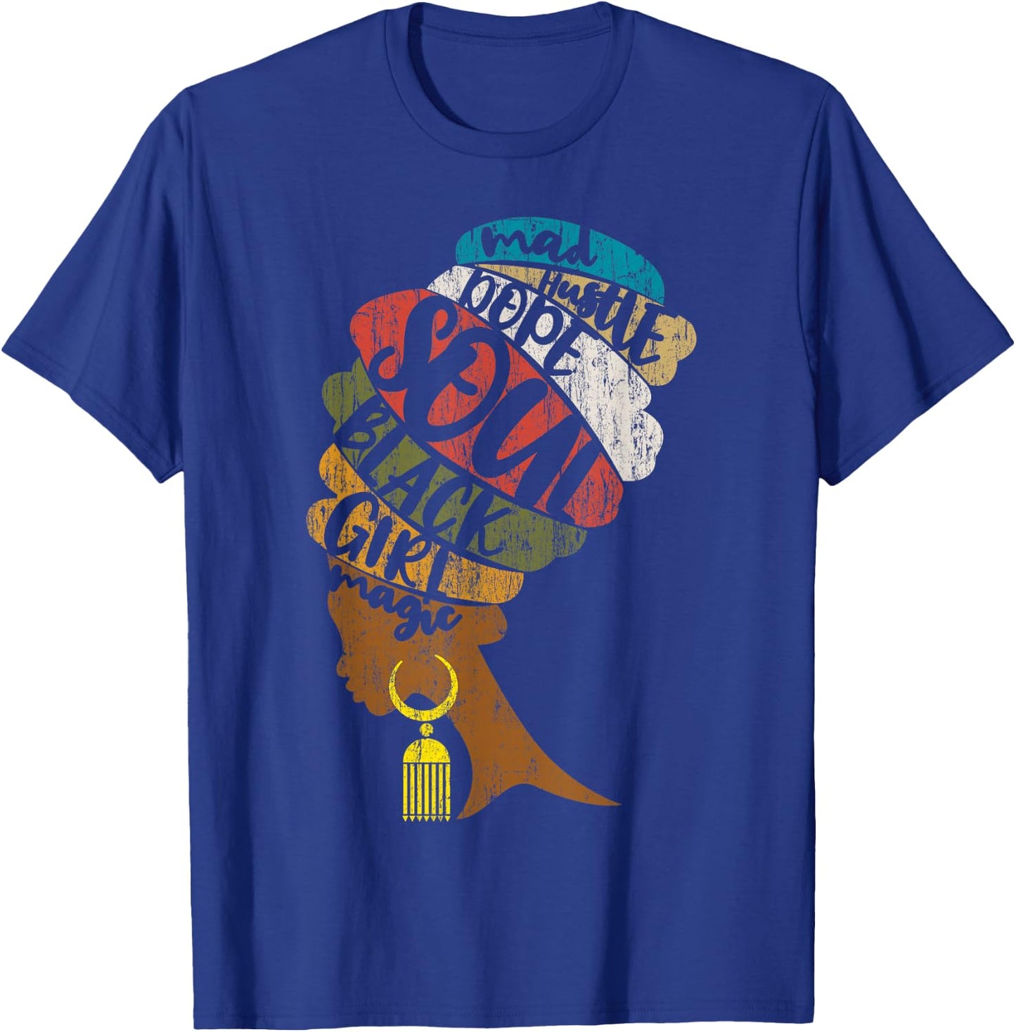 Mad Hustle Dope Soul Shirt in Distressed African Style T-Shirt - T-Shirt | Royal