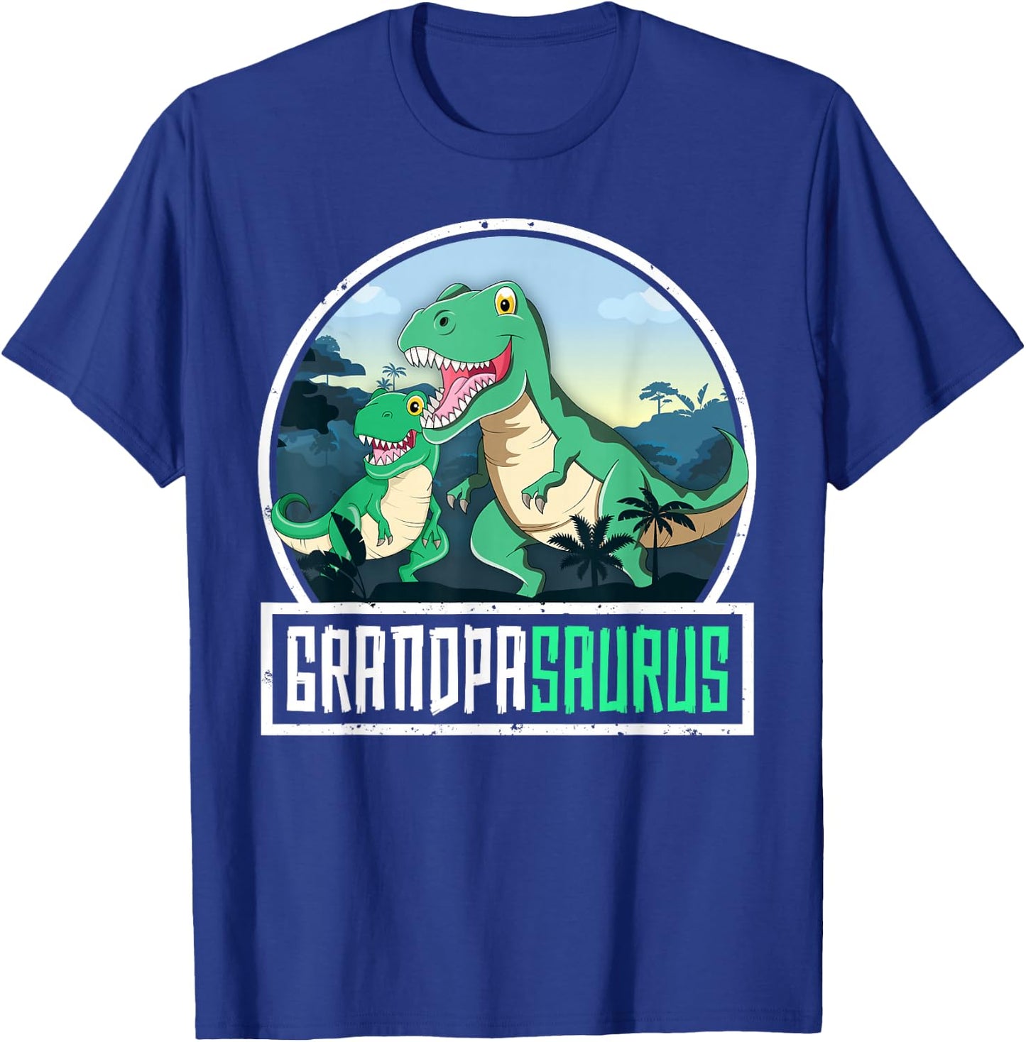 Grandpasaurus T-Rex Dinosaur Saurus Grandpa Matching Family T-Shirt - T-Shirt | Royal