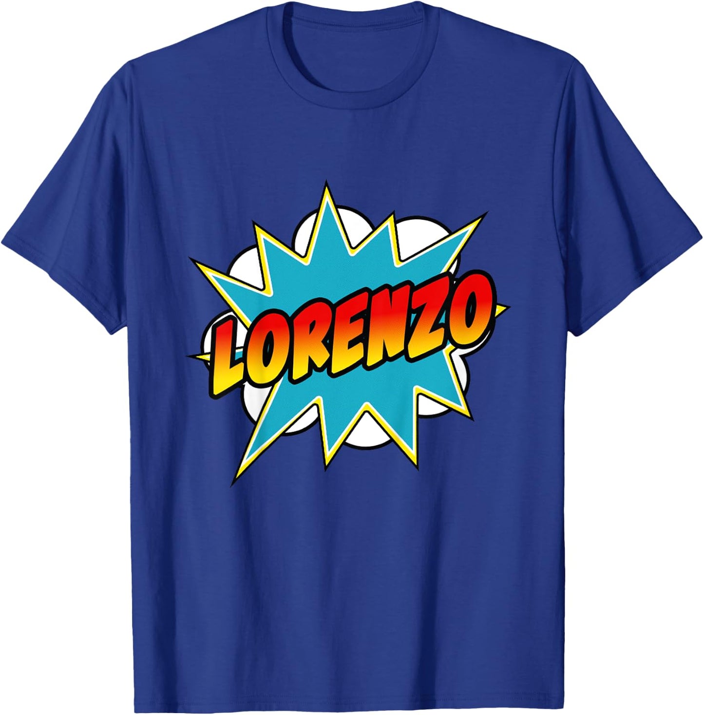 Kids Boys Lorenzo Name Comic Book Superhero T-Shirt - T-Shirt | Royal