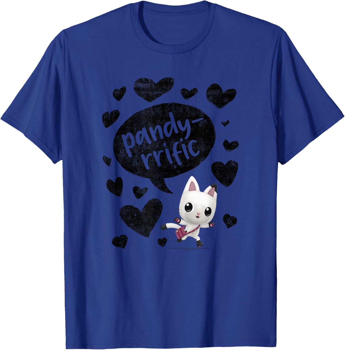 Gabby's Dollhouse Pandy Paws Panda Rrific Black Hearts T-Shirt - T-Shirt | Royal