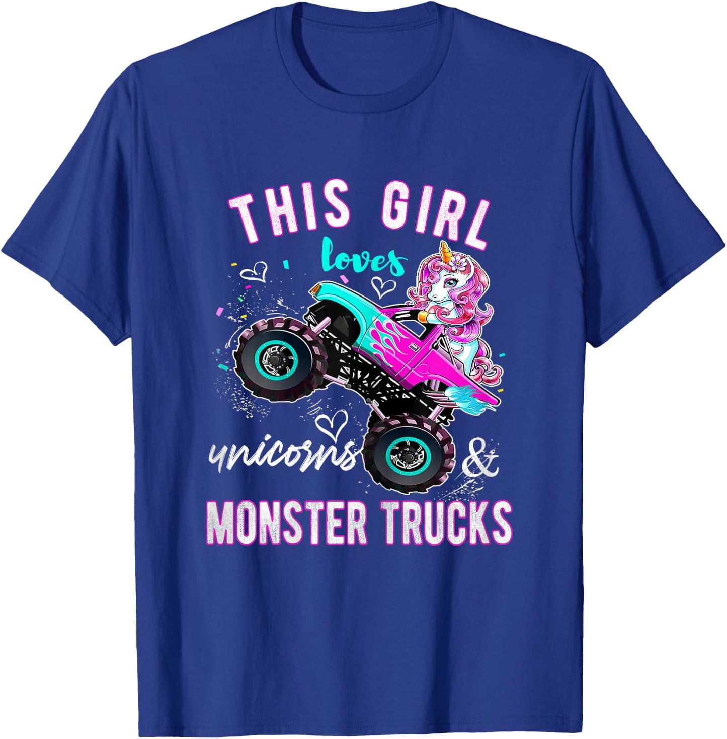 Unicorn Drive a Monster Truck -Unicorn Birthday Daughter T-Shirt - T-Shirt | Royal