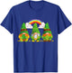 Lucky Gnomes Holding Shamrock Clover And Horseshoe Rainbow T-Shirt - T-Shirt | Royal