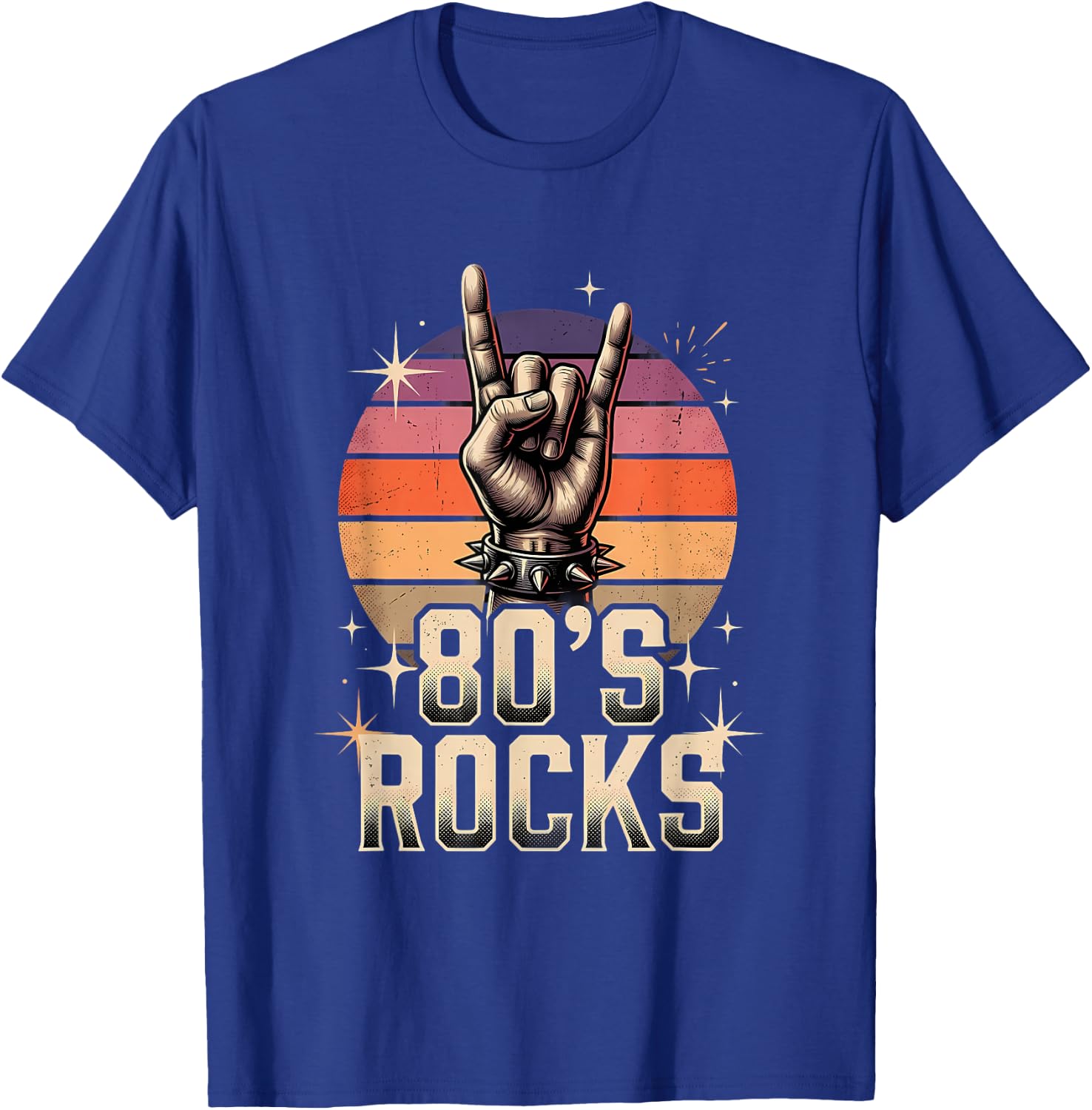 Retro 80's Rocks Rocker Hand T-Shirt - T-Shirt | Royal