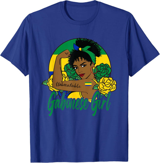 Gabonese Girl Gabon Woman Gabonaise Flag T-Shirt - T-Shirt | Royal