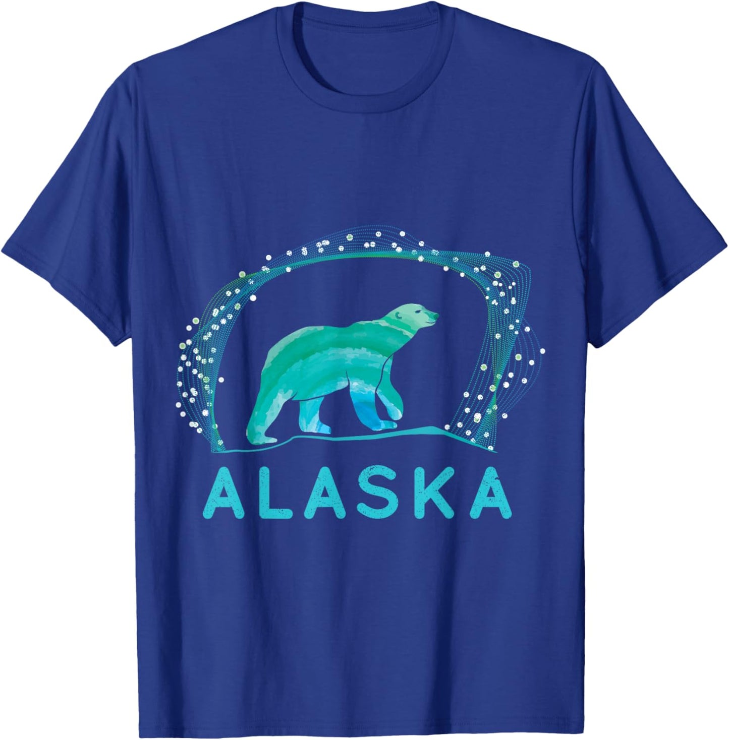 Alaska Ice Bear with Polar Lights and Stars T-Shirt - T-Shirt | Royal