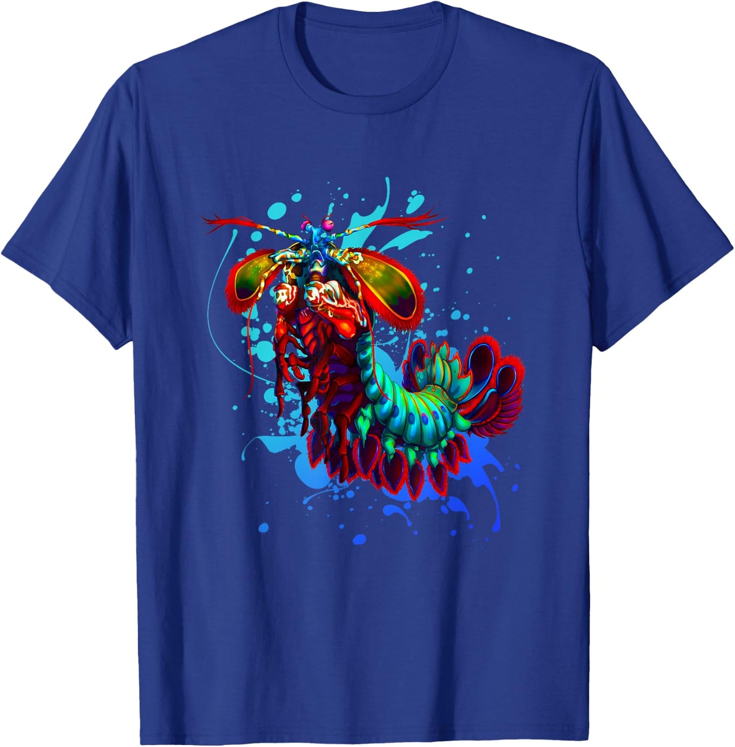 Rainbow Peacock Mantis Shrimp Blue Splash T-Shirt - T-Shirt | Royal