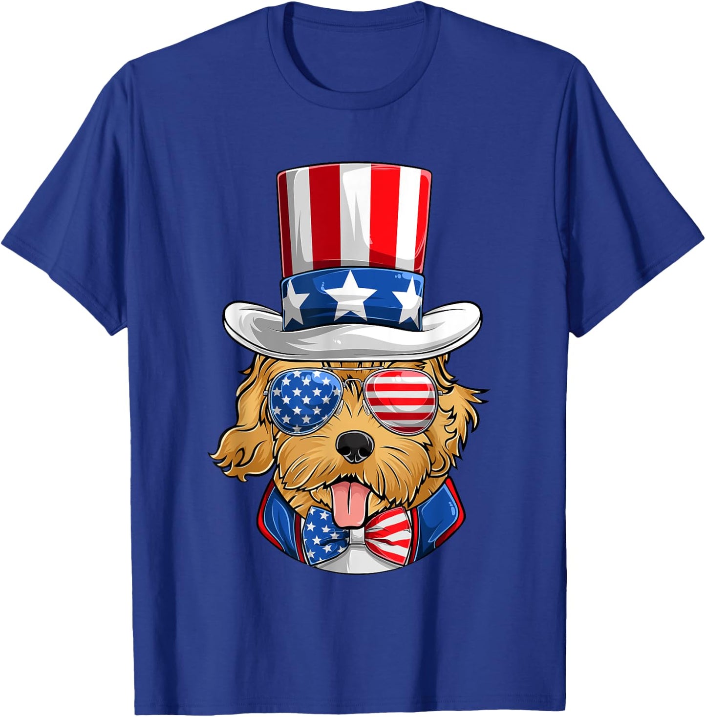 Men Golden Doodle American Flag Shirts, Doggy Fourth Of July T-Shirt - T-Shirt | Royal