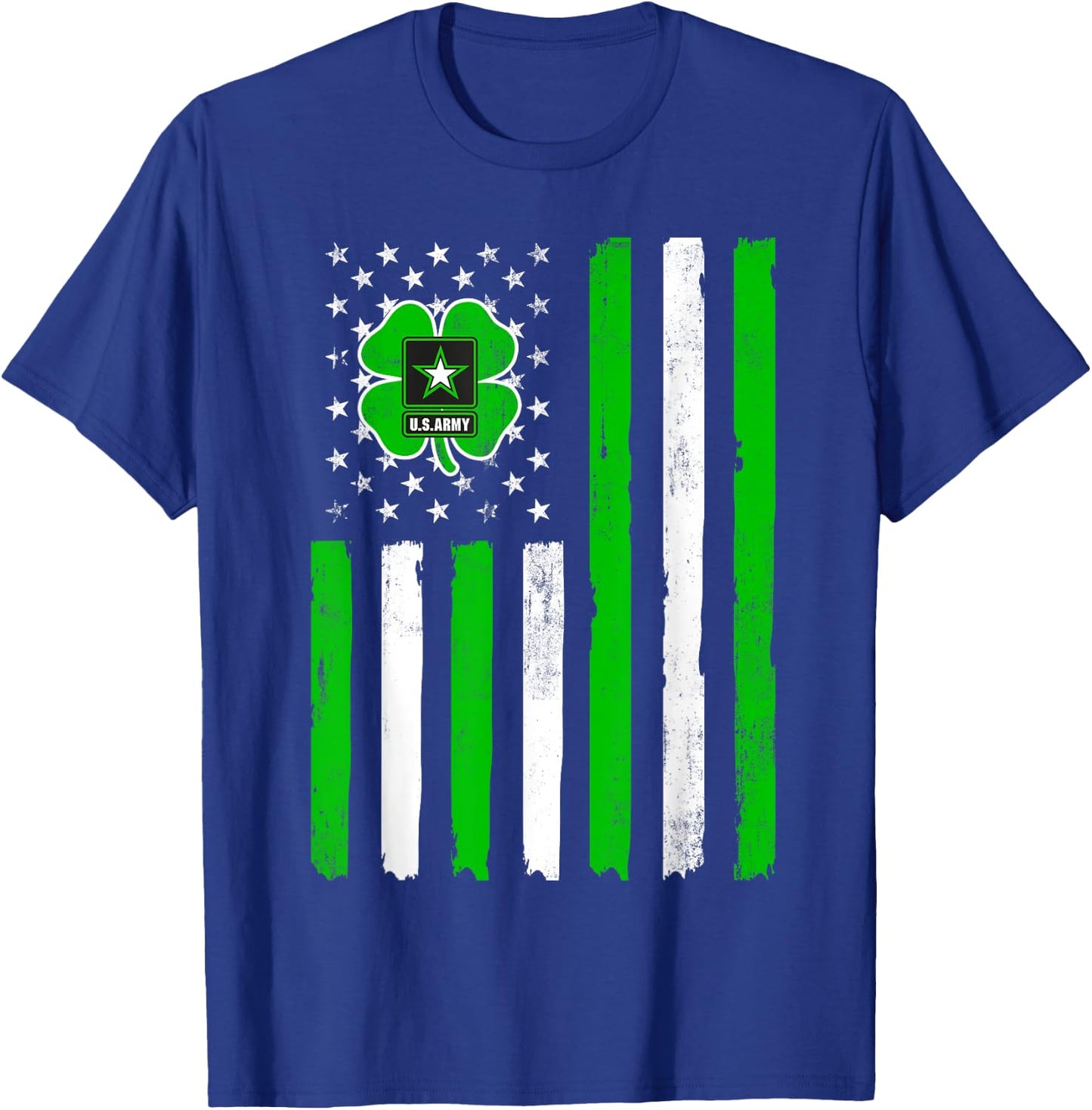 Army Veteran St Patrick's Day Shamrock American Flag Women Men T-Shirt - T-Shirt | Royal