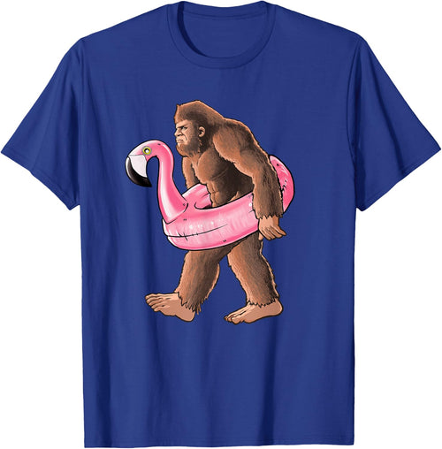 Bigfoot Carrying a Pink Flamingo Pool Floaty Summertime