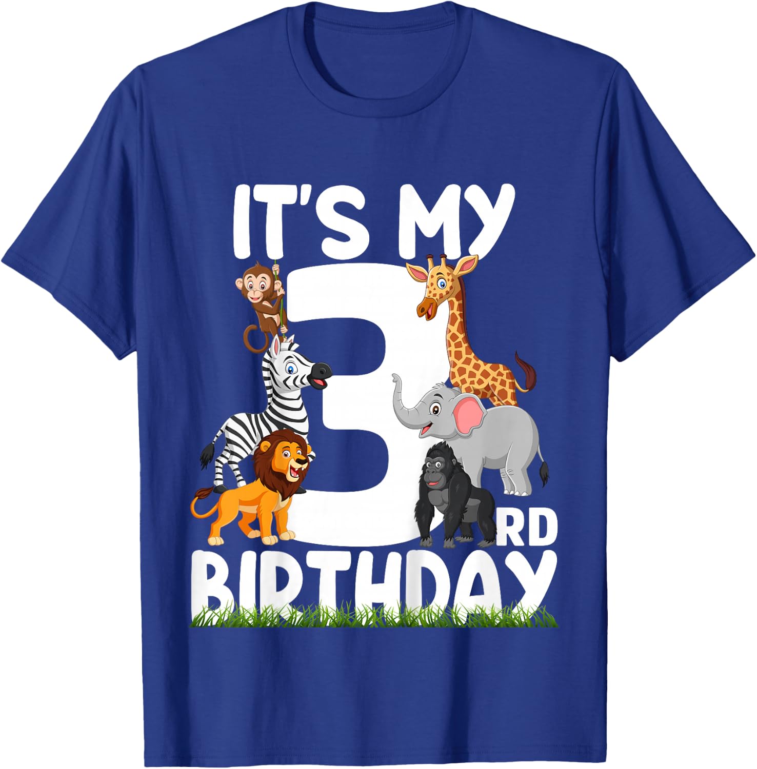 It's My 3rd Birthday Zoo Jungle Safari 3 Years Old Animals T-Shirt - T-Shirt | Royal