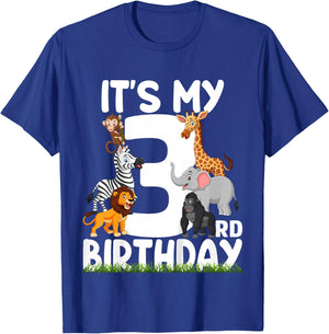 It's My 3rd Birthday Zoo Jungle Safari 3 Years Old Animals T-Shirt - T-Shirt | Royal