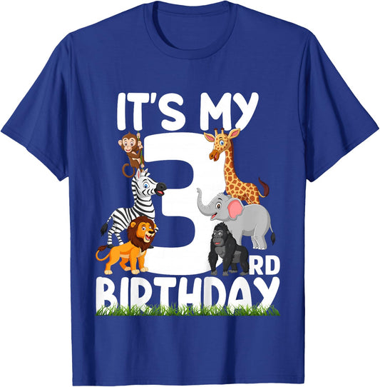 It's My 3rd Birthday Zoo Jungle Safari 3 Years Old Animals T-Shirt - T-Shirt | Royal