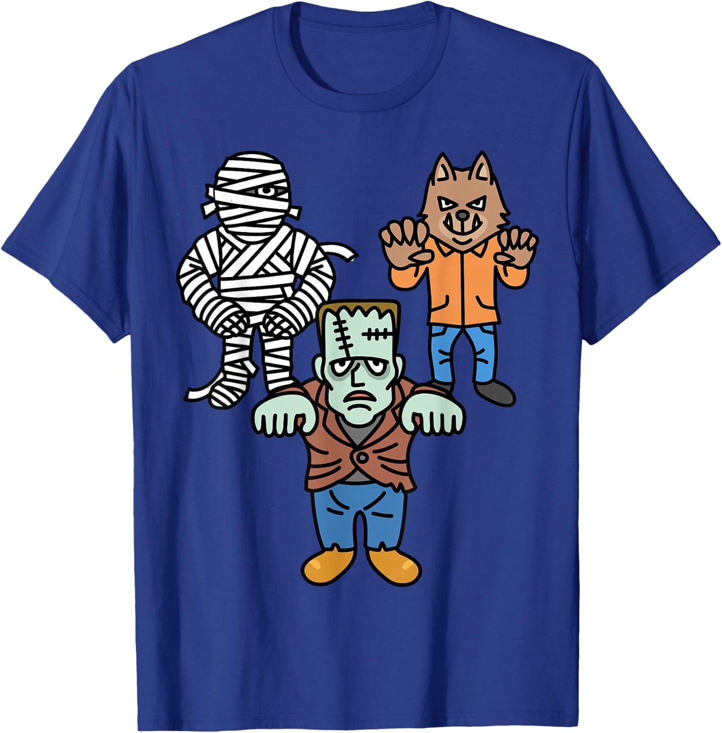 Horror Movie Monster Mummy Werewolf Frankenstein Comic Book T-Shirt - T-Shirt | Royal
